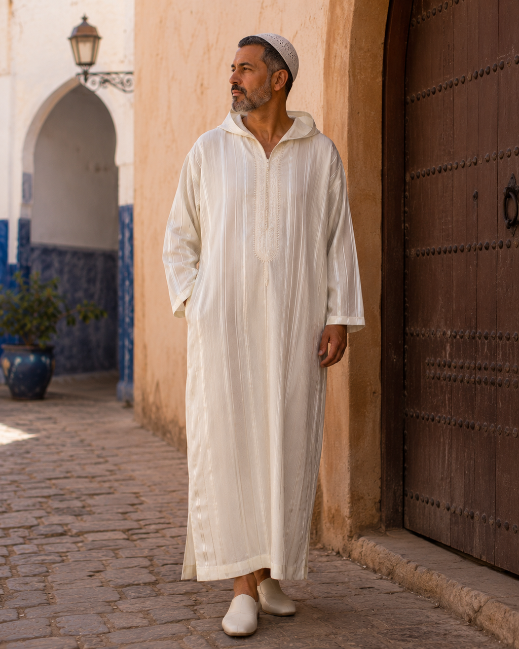 Moroccan Djellaba – Classic Off-White