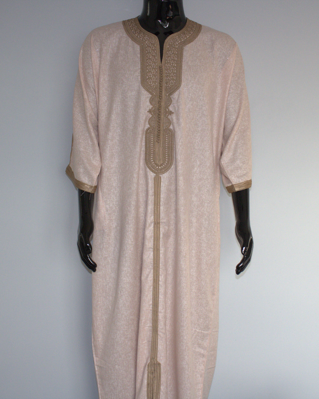 Moroccan Gandora – Peach with Gold Embroidery