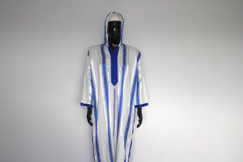 Moroccan Djellaba – Blue & White Stripes