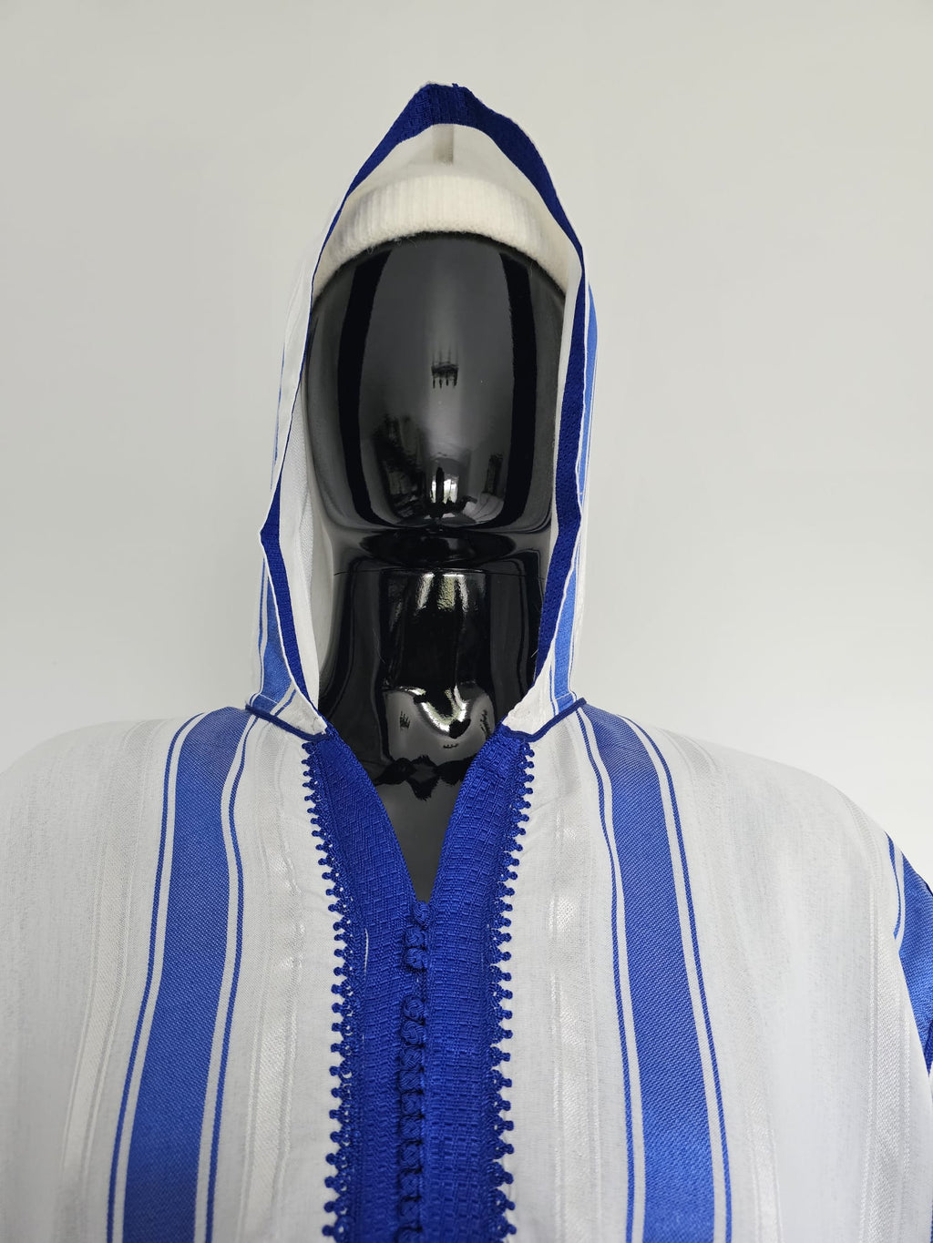 Moroccan Djellaba – Blue & White Stripes