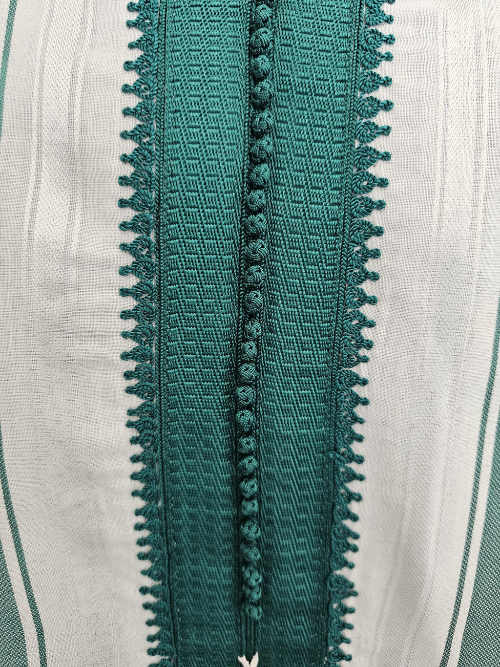 Moroccan Djellaba – Green & White Stripes
